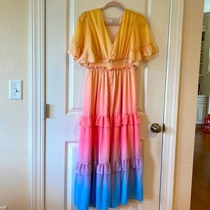 Spark Of Feelings Sunny Yellow Multi Maxi Dress